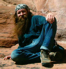 Lars lounging on slickrock in Utah