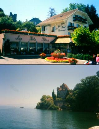 Les Flots 
Bleus - our hotel in Yvoire on the shore of Lake Geneva and Yvoire chateau