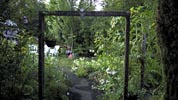 The entrance to the yurt area